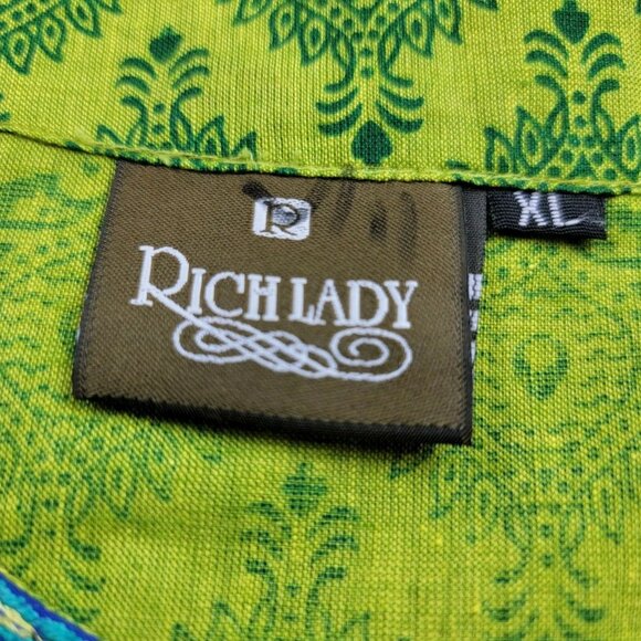 Green Boho Embroidered Tunic Dress Women XL Short Sleeve Split Neck - Picture 8 of 8